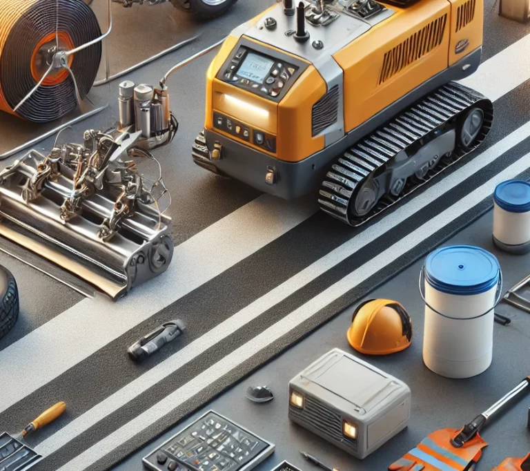 DALL·E 2024-08-28 15.38.39 - A realistic image of line marking equipment commonly used in road and car park marking
