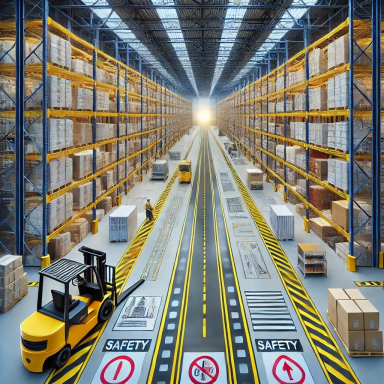 DALL·E 2024-09-17 11.19.27 - A detailed, vibrant image of a well-organised warehouse with clearly defined line markings