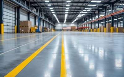 How important is surface preparation for line marking in a warehouse?